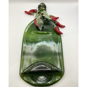 Slumped Melted Glass Wine Bottle, Upcycled Glass, Cheese, Veggies, or Fruit Tray